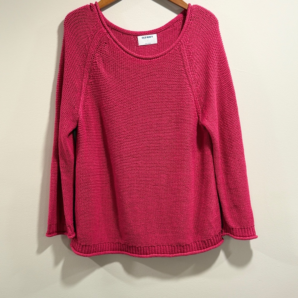 Old Navy Women's Vibrant Pink Knit Sweater Top Size L